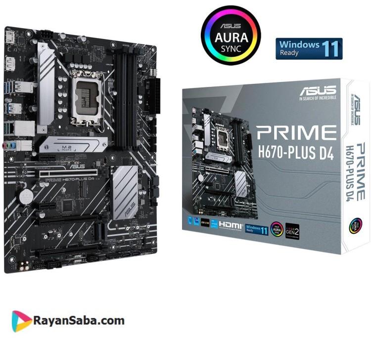 مادربرد ایسوس PRIME H670 PLUS D4 ASUS PRIME H670-PLUS D4 LGA 1700 (Intel 12th Gen) ATX Motherboard